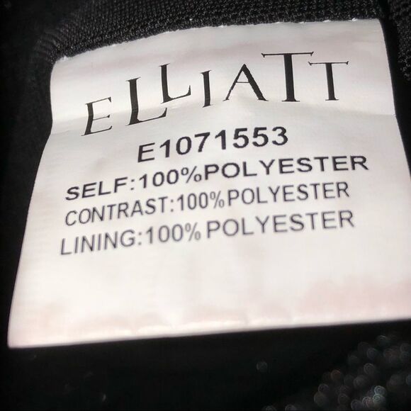 ELLIATT- Black Netting Over Metallic Silver Lining Dress, Cut Out Sides, Size M - Picture 12 of 14